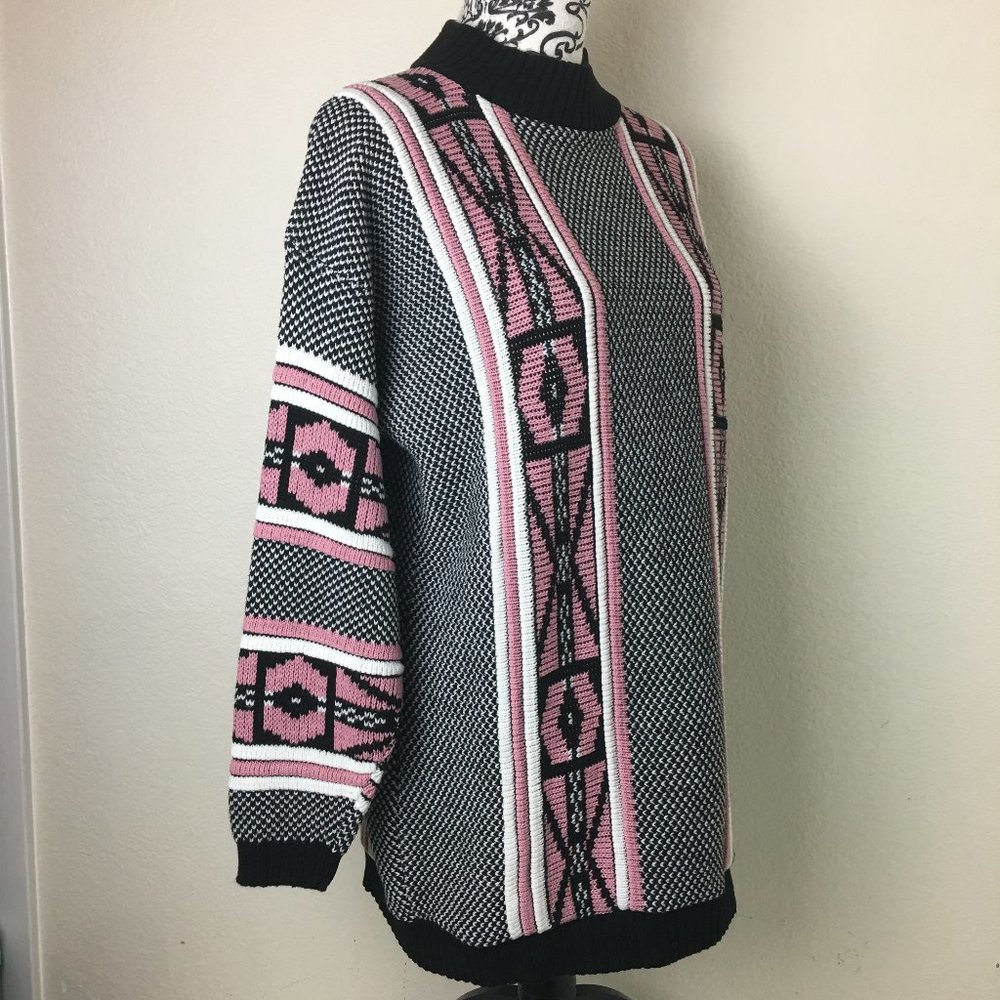 Pink, Black White Retro Vintage Sweater